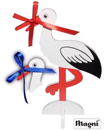 Stork til bordet 20 cm, med 2 farver bånd - Magni 